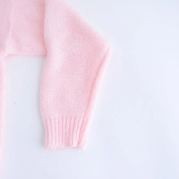 Vintage Contempo Plus Pink Knit Leaves Crewneck Sweater Size 40 - Picture 6 of 15